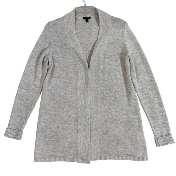 Talbots Open Front Long Cardigan Sweater Cream Linen Blend Knit Lightweight S - Picture 1 of 12